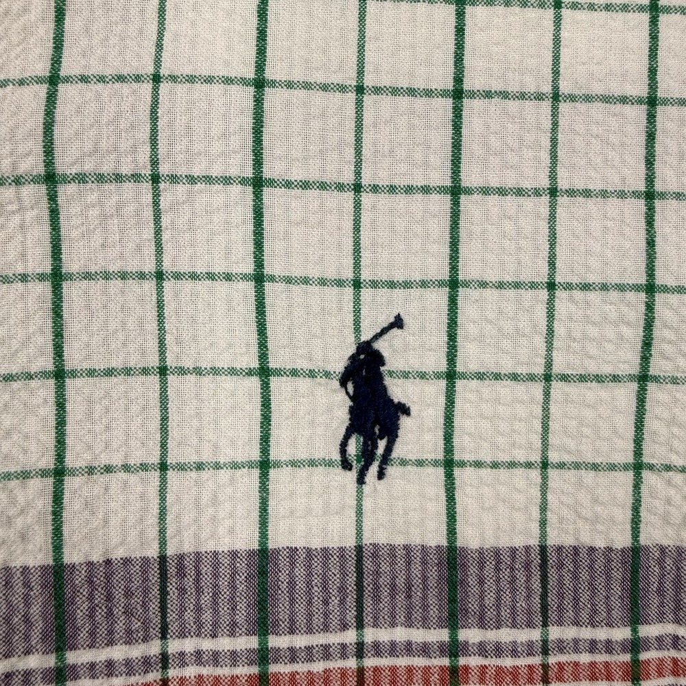 Polo Ralph Lauren Shirt Mens Medium White Green‎ Label Seersucker Preppy Cotton - Picture 4 of 11